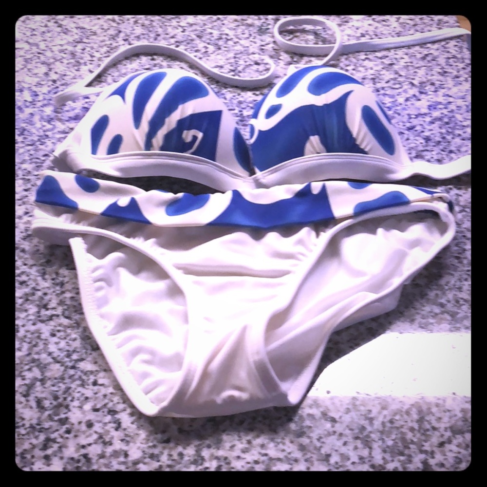 Pre owned Blue and White Bikini